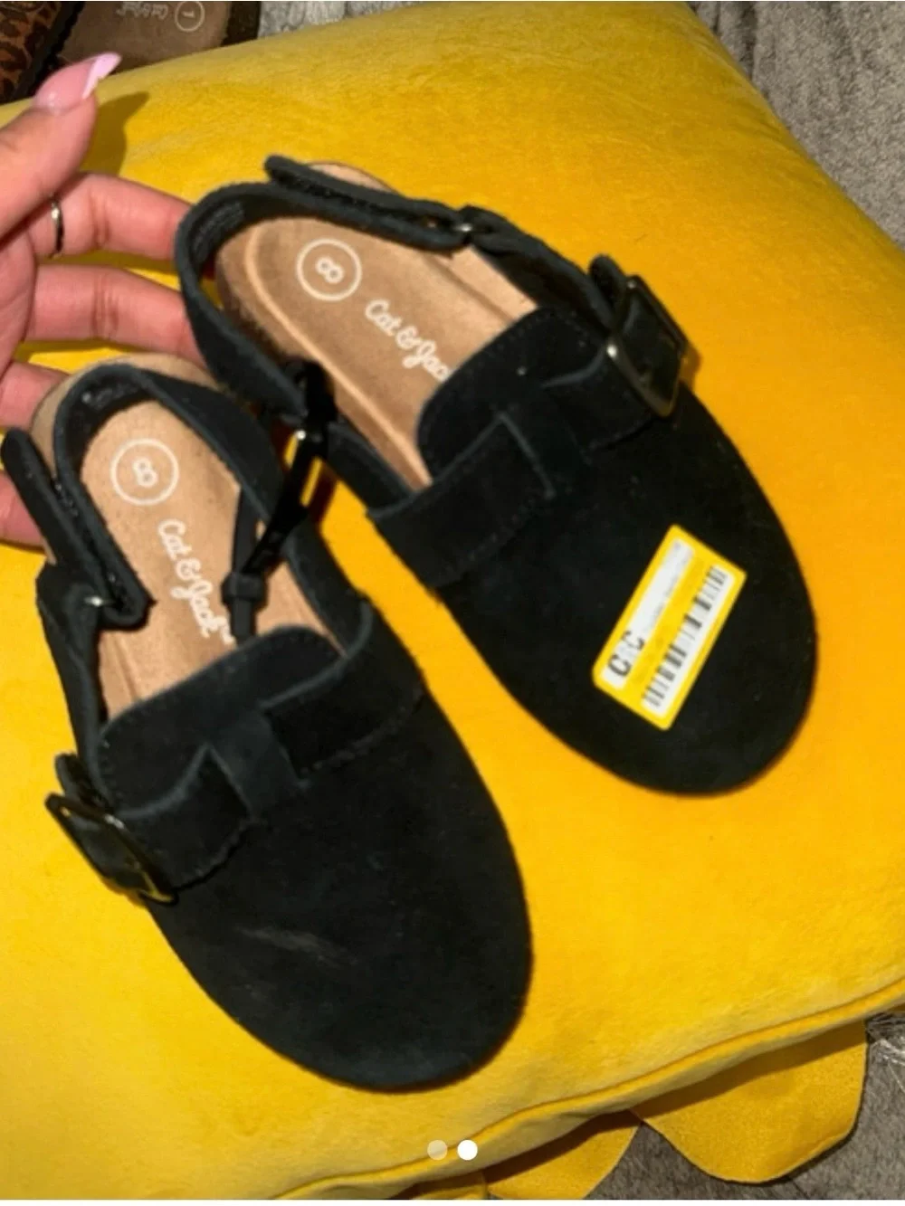 Cat & Jack Black Girls' Suede Slingback Loafers